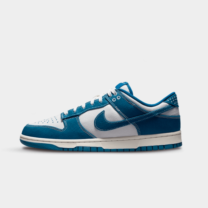 The Nike Dunk Low "Industrial Blue" is a colorway of the Nike Dunk Low, a classic skate shoe. The shoe features a blue and white leather upper with a white midsole and a blue outsole. The "Industrial Blue" colorway is a highly sought after iteration of the Dunk Low and has been re-released several times.